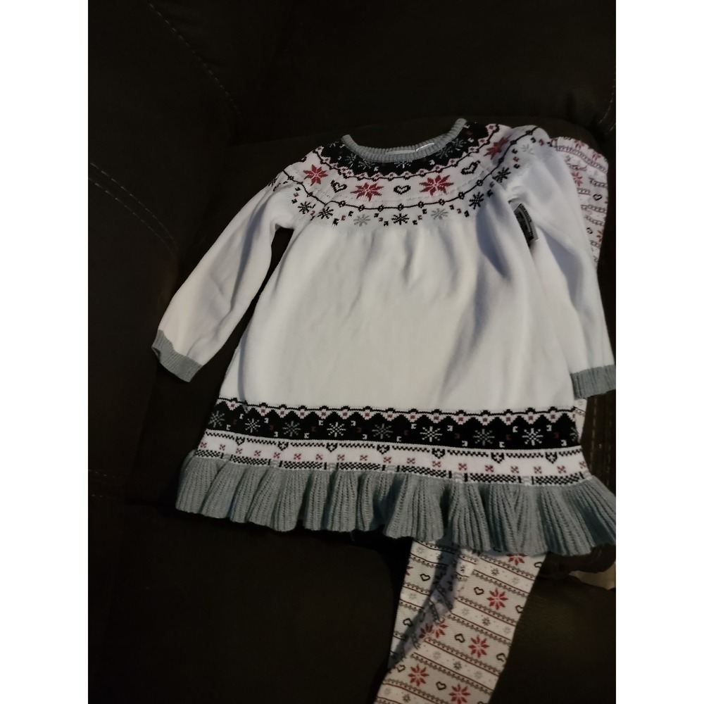 Blueberri boulevard fair isle snowflake Christmas holiday dress and leggings 6